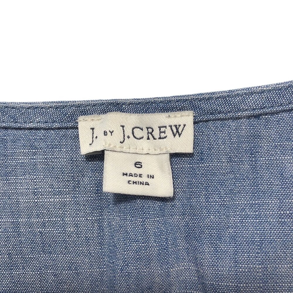 J.Crew Solid Chambray V-Neck Flutter Short Sleeve… - image 3